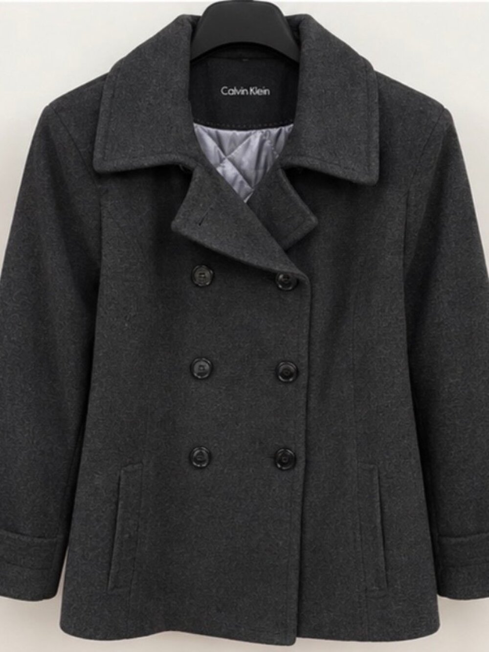 Calvin Klein Women's 3X Charcoal Pea Coat with Detachable Hood